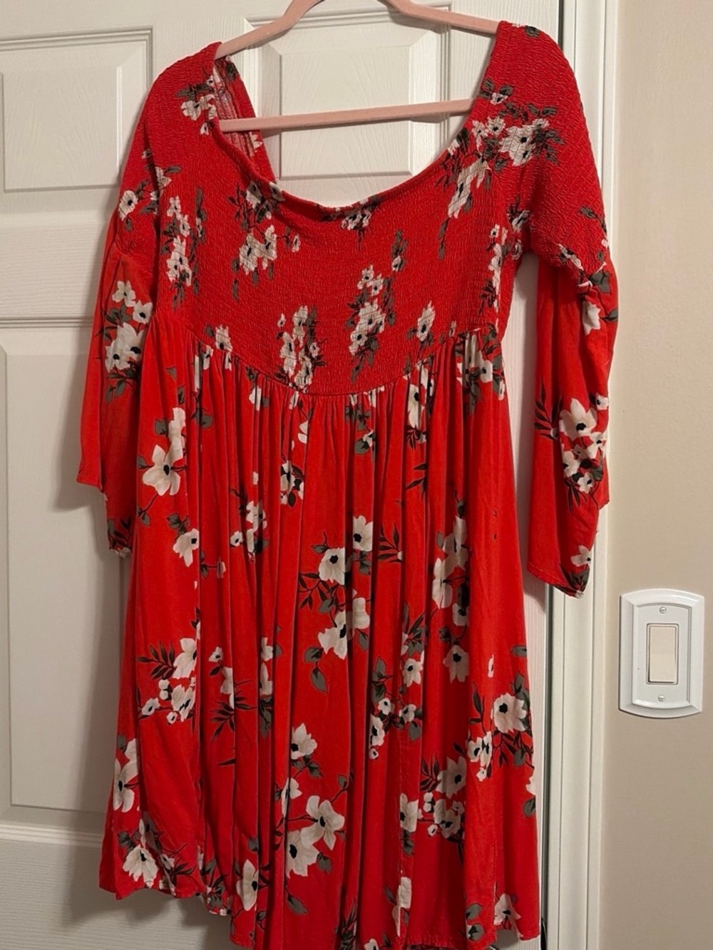 torrid Red Floral Midi Dress with Scoop Neck